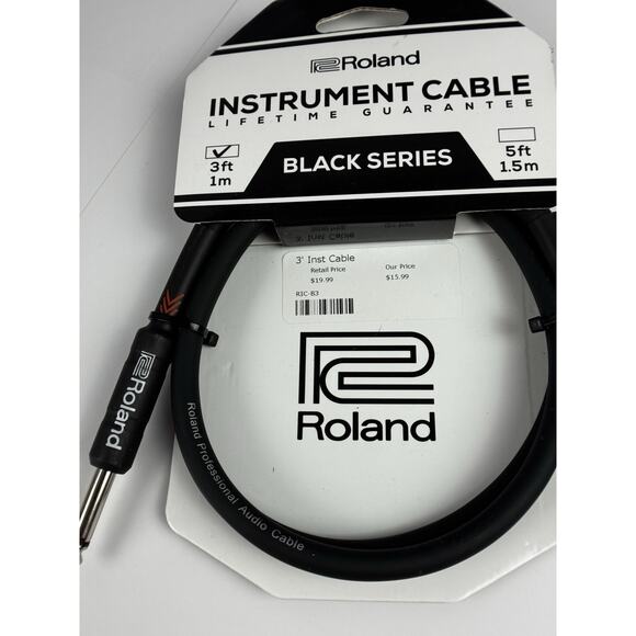 Roland Instrument Cable RIC-B3 Black Series 1/4" Straight/Straight 3-Ft - Picture 3 of 8